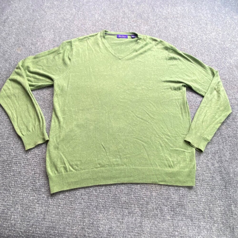 Vintage Alan Flusser Sweater Mens L Green Preppy Ivy League Classic Golf Office